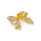 Cute Bright Gold Plated Brooch With Amber And Crystals The Belouna, image , picture 4