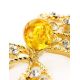 Cute Bright Gold Plated Brooch With Amber And Crystals The Belouna, image , picture 5