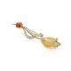 Cute Gold Plated Floral Brooch With Amber And Crystals The Beoluna, image , picture 7