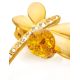 Gold Plated Dragonfly Brooch With Lemon Amber And Crystals The Beoluna, image , picture 6