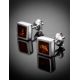 Amber Stud Earrings In Sterling Silver The London, image , picture 2