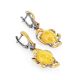 Drop Honey Amber Earrings In Gold-Plated Silver With Crystals The Pompadour, image , picture 3