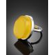 Voluptuous Silver Ring With Bright Honey Amber The Glow, Ring Size: 7 / 17.5, image , picture 3