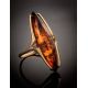 Gold-Plated Silver Ring With Cognac Amber The Barcelona​, Ring Size: 12 / 21.5, image , picture 2