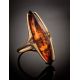 Gold-Plated Silver Ring With Cognac Amber The Barcelona​, Ring Size: 5.5 / 16, image , picture 2