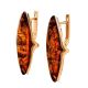 Gold-Plated Silver Earrings With Cognac Amber The Barcelona, image , picture 4