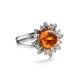 Bold Silver Ring With Cognac Amber The Aster, Ring Size: 9.5 / 19.5, image , picture 3