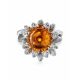 Bold Silver Ring With Cognac Amber The Aster, Ring Size: 9.5 / 19.5, image , picture 5