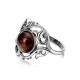 Bold Silver Cocktail Ring With Cherry Amber The Tivoli, Ring Size: 6.5 / 17, image , picture 5