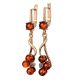 Gold-Plated Dangle Earrings With Amber And Crystals The Mimosa, image , picture 3
