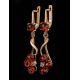 Gold-Plated Dangle Earrings With Amber And Crystals The Mimosa, image , picture 4