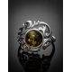 Refined Green Amber Ring In Sterling Silver The Tivoli, Ring Size: 5.5 / 16, image , picture 2