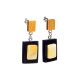 Handmade Wooden Earrings With Honey Amber The Indonesia, image , picture 4