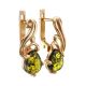 Adorable Green Amber Earring In Gold The Swan, image , picture 3