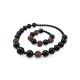 Dark Cherry Amber Ball Beaded Necklace The Ariadna, image , picture 6