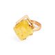Stylish Golden Ring With Amber The Picasso, Ring Size: Adjustable, image , picture 3