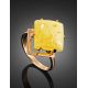 Stylish Golden Ring With Amber The Picasso, Ring Size: Adjustable, image , picture 2