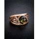 Refined Golden Ring With Bright Green Amber The Scheherazade, Ring Size: 6.5 / 17, image , picture 2