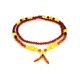 Multicolor Amber Ball Beaded Necklace With Decorative Knot, image , picture 3