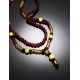 Bright Multicolor Amber Beaded Necklace With Dangle, image , picture 2
