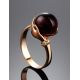 Gorgeous Golden Ring With Cherry Amber And Diamonds The Goddess, Ring Size: 6 / 16.5, image , picture 2