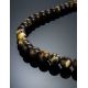Black Amber Ball Beaded Necklace The Meteor, image , picture 2