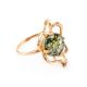 Floral Golden Ring With Green Amber The Daisy, Ring Size: 6.5 / 17, image 