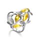 Изящное ажурное кольцо из серебра и лимонного янтаря «Тропиканка»  18.5, Ring Size: 13 / 22, image 
