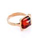 Golden Ring With Bright Amber Stone, Ring Size: 7 / 17.5, image 