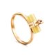 Golden Amber Ring With Cylindrical Cut Amber And Crystal The Scandinavia, Ring Size: 8 / 18, image 