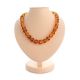 Classy Cognac Amber Ball Beaded Necklace, image 