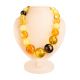 Bold Multicolor Amber Ball Beaded Necklace, image 