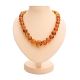 Bright Cognac Amber Ball Beaded Necklace, image 