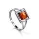 Тонкое стильное кольцо «Итака» с натуральным коньячным янтарём 17, Ring Size: 13 / 22, image 