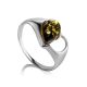 Яркое кольцо «Эвридика» из серебра и янтаря зелёного цвета 16, Ring Size: 10 / 20, image 