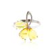 Classic Floral Ring With Amber In Silver The Dandelion, Ring Size: 8.5 / 18.5, image , picture 2