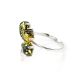 Silver Floral Ring With Green Amber Stones The Dandelion, Ring Size: 7 / 17.5, image , picture 4