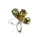 Silver Floral Ring With Green Amber Stones The Dandelion, Ring Size: 5 / 15.5, image , picture 3