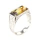Stylish Silver Signet Ring With Amber The Cesar, Ring Size: / 22.5, image , picture 3