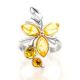Bright Amber Floral Ring In Sterling Silver The Verbena, Ring Size: 8.5 / 18.5, image , picture 3