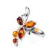 Elegant Amber Floral Ring In Sterling Silver The Verbena, Ring Size: 9 / 19, image , picture 3