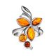 Elegant Amber Floral Ring In Sterling Silver The Verbena, Ring Size: 11 / 20.5, image , picture 2