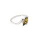 Refined Silver Ring With Amber Center Stone The Amaranth, Ring Size: 5 / 15.5, image 