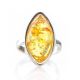 Sterling Silver Ring With Bold Amber Stone The Amaranth, Ring Size: 5 / 15.5, image , picture 3