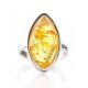 Sterling Silver Ring With Bold Amber Stone The Amaranth, Ring Size: 11 / 20.5, image , picture 3