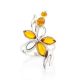 Classic Silver Floral Ring With Amber Stones The Verbena, Ring Size: 9.5 / 19.5, image , picture 3