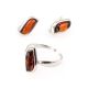 Stylish Silver Ring With Cherry Amber, Ring Size: 9.5 / 19.5, image , picture 4