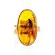 Amber With Inclusions Cocktail Ring In Gold Plated Silver The Clio, Ring Size: Adjustable, image , picture 5