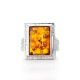 Stunning Square Silver Ring With Cognac Amber The Hermitage, Ring Size: 13 / 22, image , picture 4