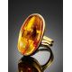 Amber With Inclusions Cocktail Ring In Gold Plated Silver The Clio, Ring Size: Adjustable, image , picture 3